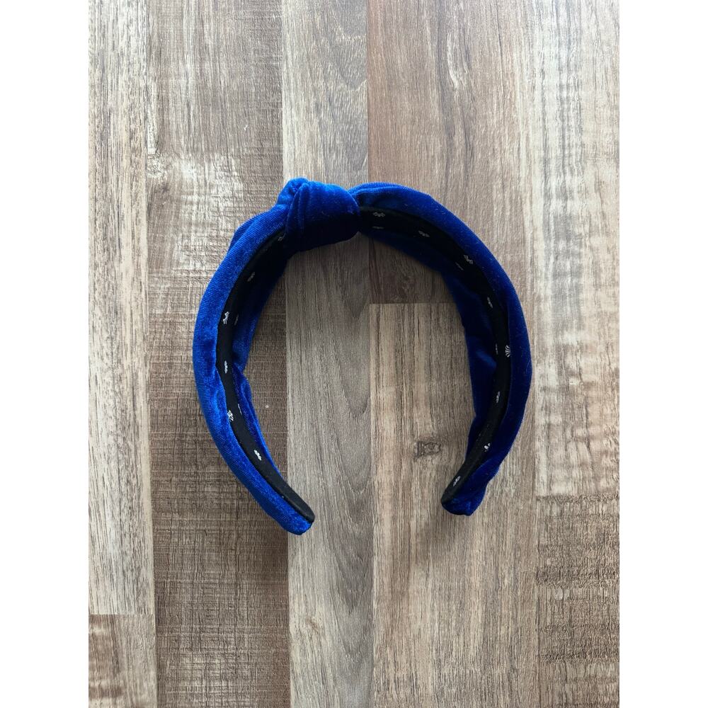 KATIENYC Lele Sadoughi Navy Velvet Knotted Headband - Picture 2 of 4